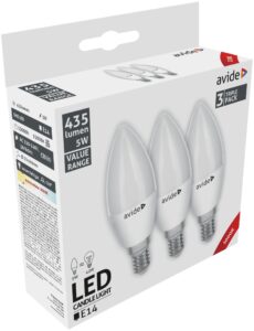 Avide Value LED Candle E14 5W WW 3000K Triple Pack | BR (SKU:AVC14WW2-5W-3P) Gyertya