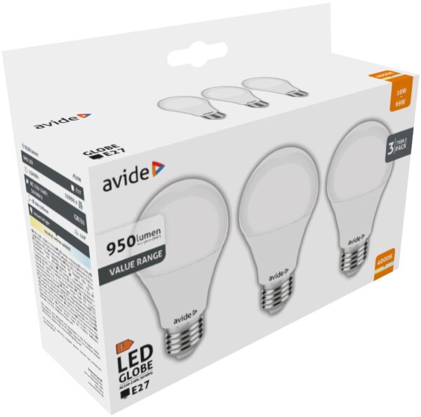 Avide Value LED Globe E27 10W NW 4000K Triple Pack | BR (SKU:AVG27NW-10W-3P) LED izzók Avide Value LED Globe E27 10W NW 4000K Triple Pack | BR (SKU:AVG27NW-10W-3P) LED izzók
