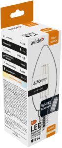 Avide LED White Filament Candle 4.5W E14 NW 4000K | BR (SKU:AWLFC14NW-4.5W) Gyertya