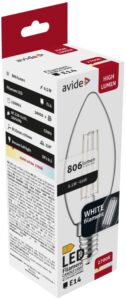 Avide LED White Filament Candle 6.5W E14 WW 2700K | BR (SKU:AWLFC14WW-6.5W) Gyertya