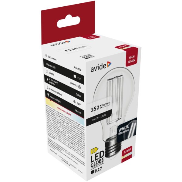 Avide LED Filament Globe 7.5W E27 NW 4000K *Régi Modell* | BR (SKU:ABLFG27NW-7.5W) Gömb