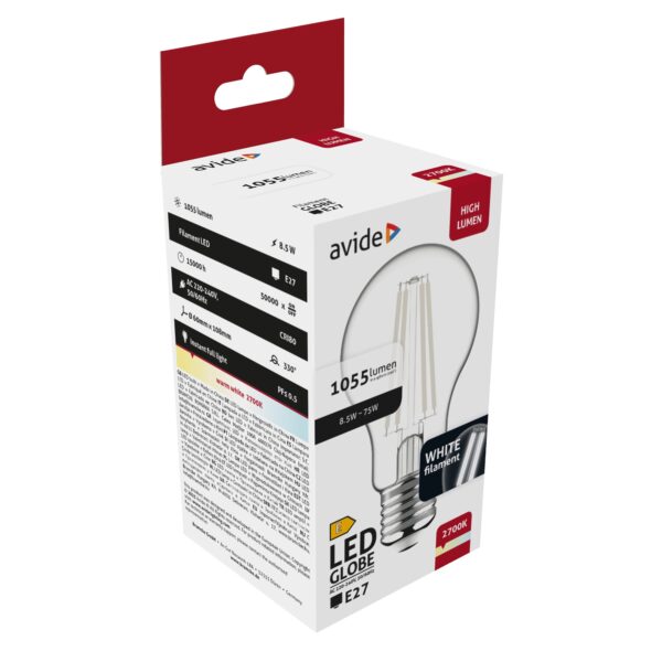 Avide LED White Filament Globe 8.5W E27 WW 2700K | BR (SKU:AWLFG27WW-8.5W) Gömb Avide LED White Filament Globe 8.5W E27 WW 2700K | BR (SKU:AWLFG27WW-8.5W) Gömb