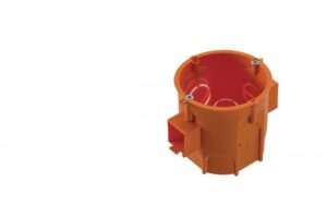 Műanyag szerelvénydoboz csavarokkal, mély, sorolható, narancssárga, 62mm Szerelvénydobozok