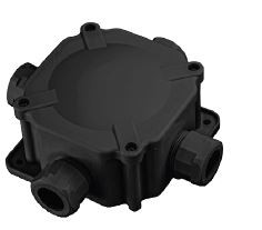 PG21 elosztódoboz, fekete, 4 bevezetéssel, 5x6mm2 terminál, IP67 Kötődobozok