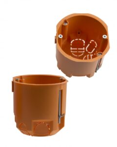 Gipszkarton szerelvénydoboz csavarokkal, mély, PK 68, narancssárga, 73mm, ÚJ Gipszkarton szerelvénydobozok