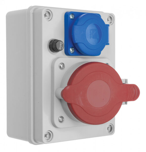 R-BOX 150, 1x32A/5p, 1x250V Ipari elosztók R-BOX 150, 1x32A/5p, 1x250V Ipari elosztók