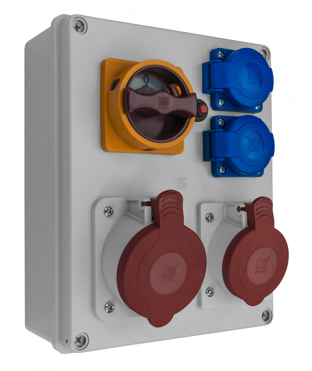 R-BOX 240, 1x32A/5p, 1x16A/5p, 2x250V, 0/1 kétállású főkapcsoló Ipari elosztódobozok, oszlopok, kábeldobok