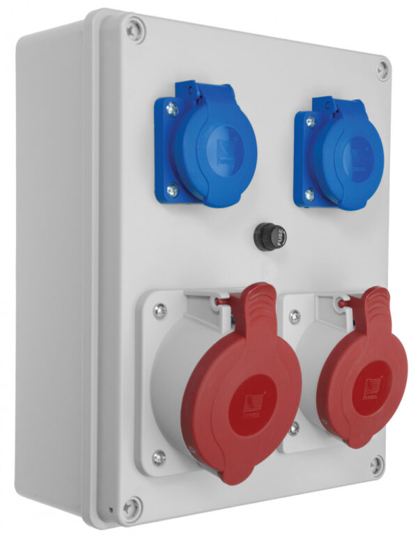 R-BOX 240, 1x32A/5p, 1x16A/5p, 2x250V Ipari elosztódobozok, oszlopok, kábeldobok