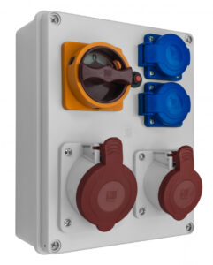 R-BOX 240, 1x32A/4p, 1x16A/4p, 2x250V, L/P háromállású főkapcsoló Ipari elosztódobozok, oszlopok, kábeldobok