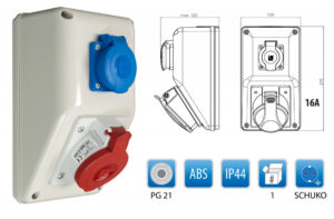R-BOX KOMPAKT 1x16A/5p, 1x250V Ipari elosztódobozok, oszlopok, kábeldobok