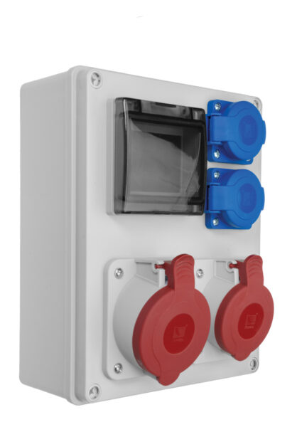 R-BOX 240, 4modul, 1x32A/5p, 1x16A/5p, 2x250V, IP44 Ipari elosztódobozok, oszlopok, kábeldobok