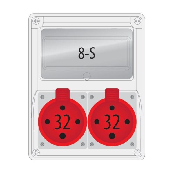 R-BOX 240 8S 2×32/4, füst színű üveg Ipari elosztódobozok, oszlopok, kábeldobok