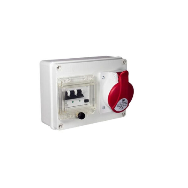 R-BOX 190, 1x32A5p + átlátszó üveg 4 modul; IP44 Ipari elosztódobozok, oszlopok, kábeldobok