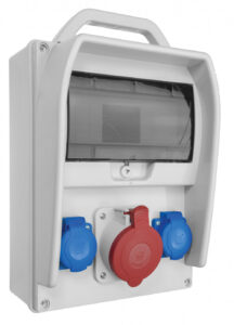 R-BOX 300 9S, 1x32A/5p, 2x250V, füst színű ablakkal Ipari elosztódobozok, oszlopok, kábeldobok