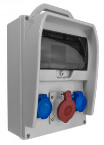 R-BOX 300 9S, 1x16A/5p, 2x250V, füst színű ablakkal Ipari elosztódobozok, oszlopok, kábeldobok