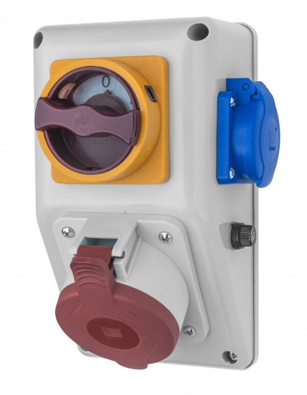 R-BOX KOMAPKT 1x32A/5p, 1x250V,  0/1 kétállású főkapcsolóval Ipari elosztódobozok, oszlopok, kábeldobok