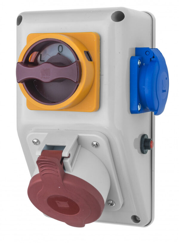 R-BOX KOMPAKT 1x32A/5p, 1x250V, háromállású kapcsolóval (L/P) Ipari elosztódobozok, oszlopok, kábeldobok