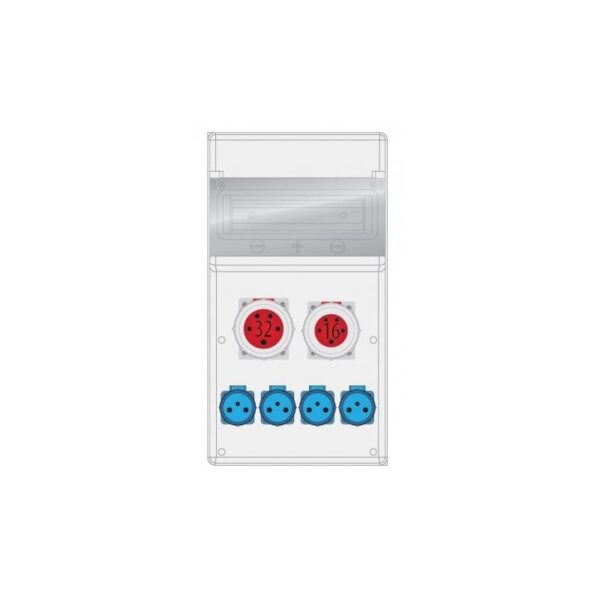 B_MAX, 1x32A/5p, 1x16A/5p, 4x230V, IP65 Ipari elosztódobozok, oszlopok, kábeldobok