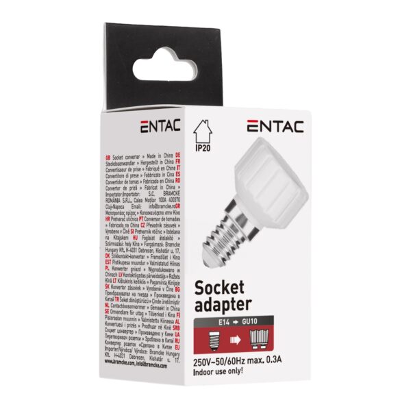 Entac Foglalat Átalakító E14 – GU10 | BR (SKU:CEN-E14-GU10) Foglalat átalakítók Entac Foglalat Átalakító E14 – GU10 | BR (SKU:CEN-E14-GU10) Foglalat átalakítók
