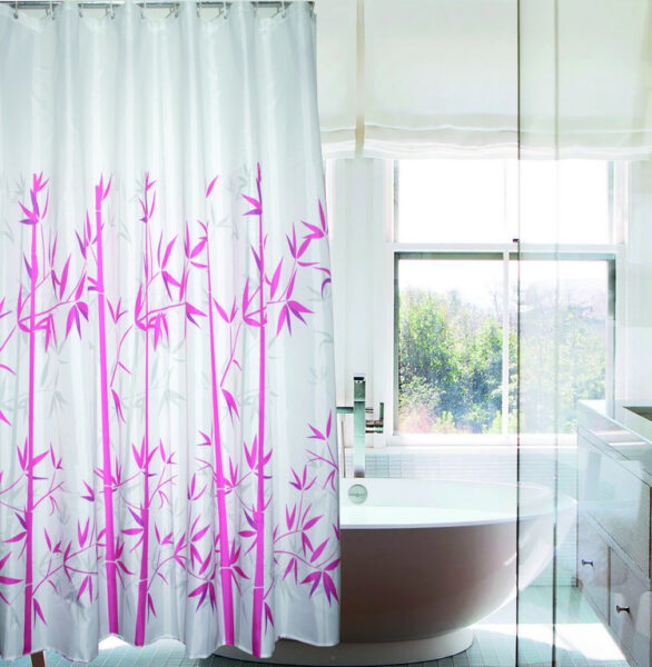 Textil zuhanyfüggöny, Rózsaszín mintás Fürdőszobai kiegészítők Textil zuhanyfüggöny, Rózsaszín mintás Fürdőszobai kiegészítők