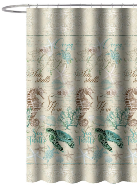 Textil zuhanyfüggöny, Tengeri mintás Fürdőszobai kiegészítők Textil zuhanyfüggöny, Tengeri mintás Fürdőszobai kiegészítők