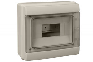 Vízmentes lakáselosztó, N+PE sínnel, 8 modul, IP65 Lakáselosztók, szekrények