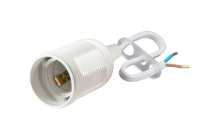 Műanyag csillárfoglalat, fehér, E27, 2×0,75m2, 190mm vezetékkel Foglalatok