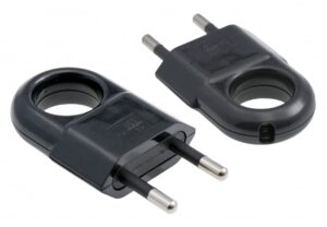 Lapos dugó, fogantyúval, földelés nélkül 10A/250V, fekete színű Elosztók, dugvillák