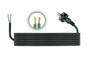 Csatlakozó vezeték  H05RR F 2×1 – 1,5m Szerelhető gumi vezetékek