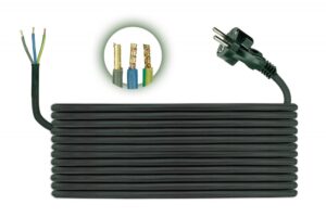 Csatlakozó vezeték H05RR F 3×1,5 – 5m Szerelhető gumi vezetékek