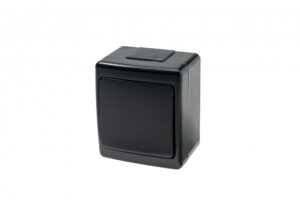 Fekete egypólusú kapcsoló, kültéri, vízmentes, IP44 Fekete kültéri kapcsolók, aljzatok