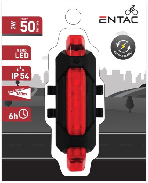 Entac Biciklilámpa Műanyag 2W Piros Újratölthető | BR (SKU:EBL-2W-RED) Hordozható és éjszakai lámpák Entac Biciklilámpa Műanyag 2W Piros Újratölthető | BR (SKU:EBL-2W-RED) Hordozható és éjszakai lámpák