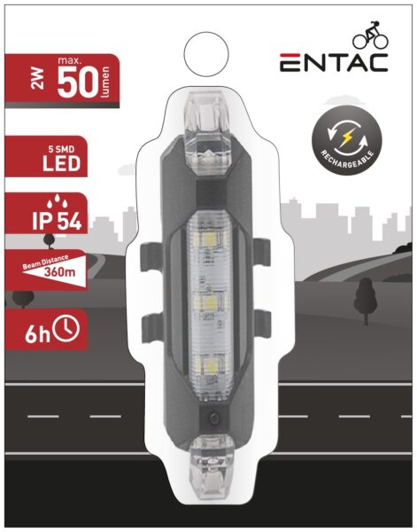 Entac Biciklilámpa Műanyag 2W Fehér Újratölthető | BR (SKU:EBL-2W-WH) Hordozható és éjszakai lámpák Entac Biciklilámpa Műanyag 2W Fehér Újratölthető | BR (SKU:EBL-2W-WH) Hordozható és éjszakai lámpák