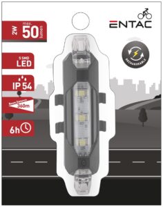 Entac Biciklilámpa Műanyag 2W Piros Újratölthető | BR (SKU:EBL-2W-RED) Biciklilámpa