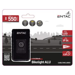 Entac Biciklilámpa ALU 8W Újratölthető | BR (SKU:EBL-8W-ALU)