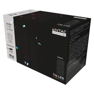 Entac Karácsonyi Függöny IP44 144 LED RGB 8×8 Funkció 1×1.5m IR távirányítóval | BR (SKU:ECCL-144-RGBIR) Függöny, háló