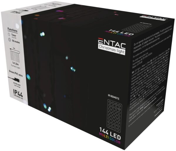 Entac Karácsonyi Függöny IP44 144 LED RGB 8×8 Funkció 1×1.5m IR távirányítóval *Sérült csomagolás* | BR (SKU:ECCL-144-RGBIR-SCS) Függöny, háló Entac Karácsonyi Függöny IP44 144 LED RGB 8×8 Funkció 1×1.5m IR távirányítóval *Sérült csomagolás* | BR (SKU:ECCL-144-RGBIR-SCS) Függöny, háló