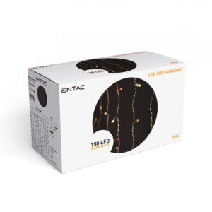 Entac Karácsonyi Függöny IP44 150 LED 1.5×1.5m 8F | BR (SKU:ECCL-150WW) Függöny, háló