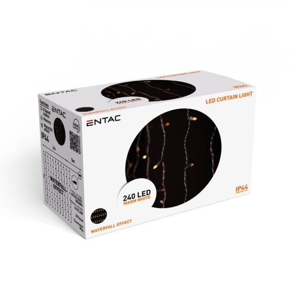 Entac Karácsonyi Függöny WW Vízesés Effektussal IP44 240 LED 1x2m with 8F | BR (SKU:ECCL-240WW-WF) Függöny, háló
