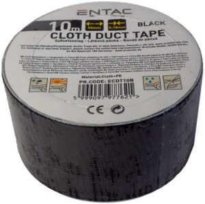 Entac Szövet erősítésű szalag 0.18x50mm Fekete 10m | BR (SKU:ECDT10B) Entac szalagok
