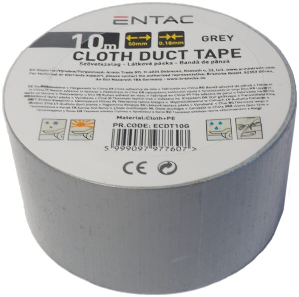 Entac Szövet erősítésű szalag 0.18x50mm Szürke 10m | BR (SKU:ECDT10G) Ragasztó- és javítószalagok Entac Szövet erősítésű szalag 0.18x50mm Szürke 10m | BR (SKU:ECDT10G) Ragasztó- és javítószalagok