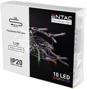 Entac Karácsonyi Beltéri Füzér 10 LED Színes 1,3m (2AA nt.) | BR (SKU:ECL-10MC) Beltéri füzér