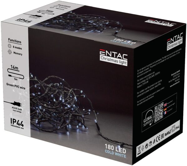 Entac Karácsonyi IP44 180 LED Füzér CW 14m | BR (SKU:ECL-180-CW)