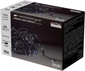 Entac Karácsonyi IP44 240 LED Sorolható Füzér CW 24m szett adapterrel | BR (SKU:ECL-240-CW-LSA) Kültéri füzér