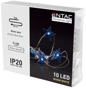 Entac Karácsonyi Beltéri Füzér Kék csillag 10 LED WW 1,3m (2AA nt.) | BR (SKU:ECL-BS-10WW) Beltéri füzér