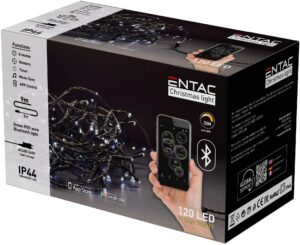 Entac Karácsonyi IP44  Fényfüzér 120 LED WW 9m BT aplikáció | BR (SKU:ECL-BT-120WW) Kültéri füzér