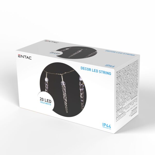 Entac Karácsonyi IP44 20 LED Műanyag 11cm Jégcsapfüzér CW 3m | BR (SKU:ECL-I20CW11) Világítás