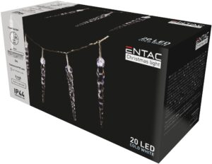 Entac Karácsonyi IP44 20 LED Műanyag 160mm Jégcsapfüzér CW 3m | BR (SKU:ECL-I20CW16) Kültéri füzér