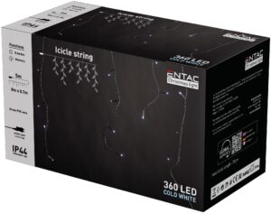 Entac Karácsonyi IP44 360 LED Jégcsapfüzér CW 8m | BR (SKU:ECL-I360CW) Kültéri füzér