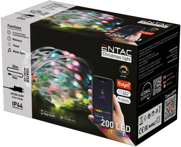 Entac Karácsonyi IP44 200 LED Füzér MC Tuya APP | BR (SKU:ECL-M200-TY-MC) Világítás
